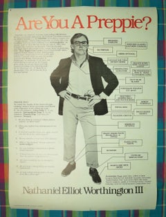 Vintage "Are You a Preppie?" Nathaniel Elliot Worthington III c1979 Poster (NOS)