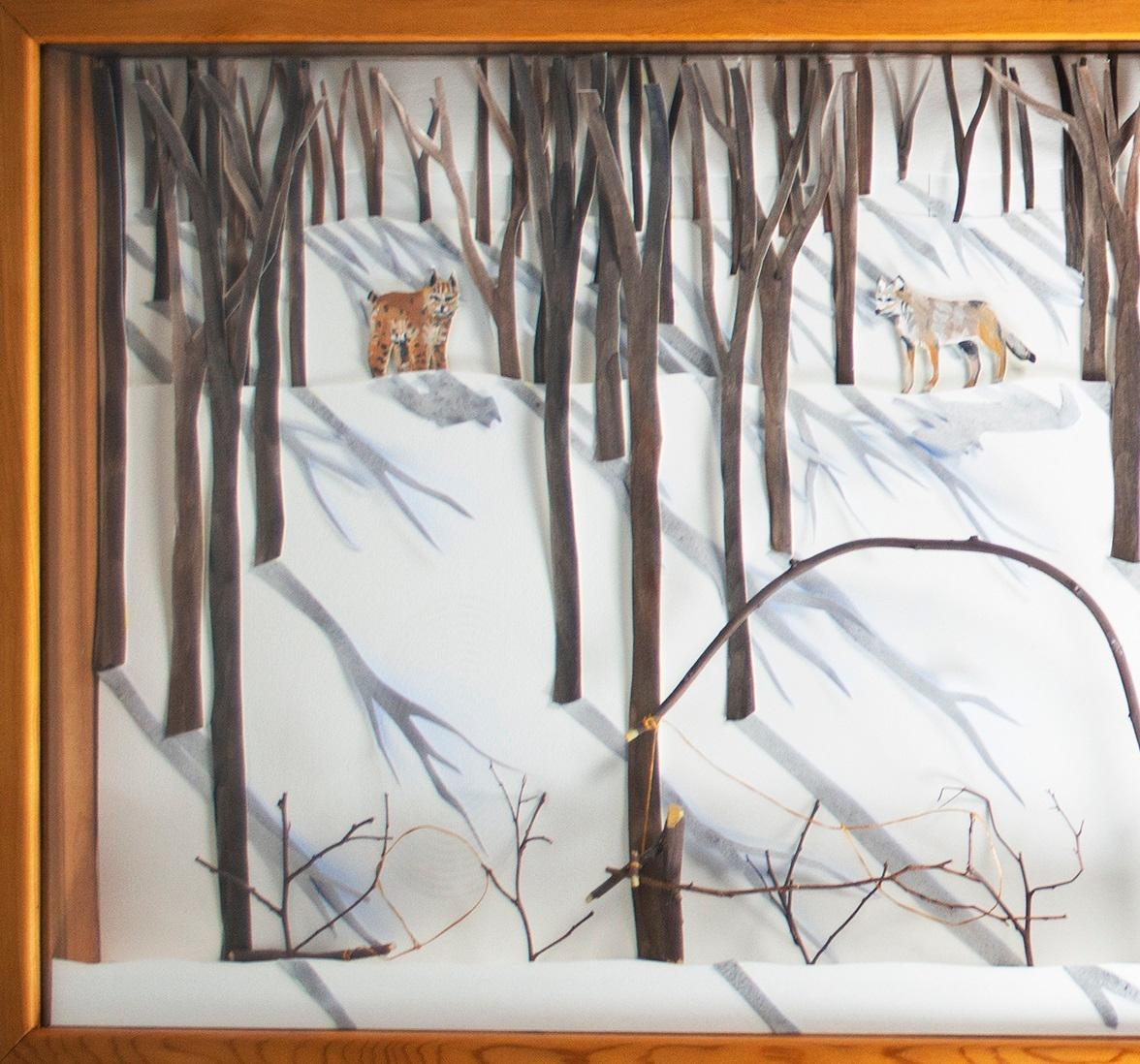 Art: 16 x 48 x 2 5/8 inches
Mixed media construction, signed on reverse

Artist Tom Shelton creates very innovative constructions and paintings dealing with animals in their natural habitat. He graduated with a B.S. in Botany from the University of