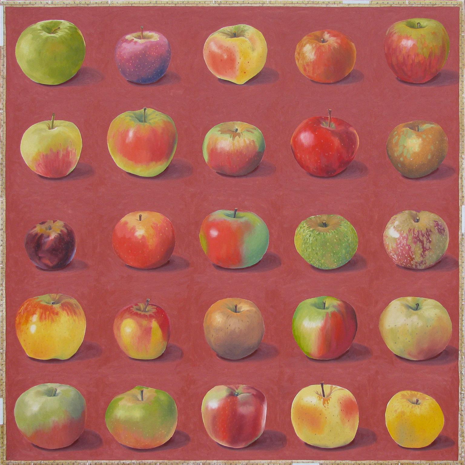 « Apples A to Z », huile et encre sur toile de Tom Shelton