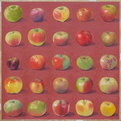 "Apples A to Z," Oil & Ink on Canvas by Tom Shelton