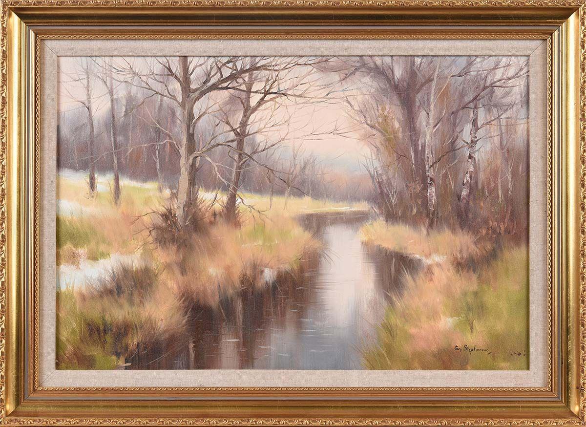 Tom Stephenson Figurative Painting - Oil Painting of River Landscape in Ireland Countryside by Modern Irish Artist
