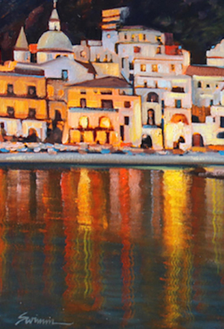 Tom Swimm - "Amalfi Coast Nocturne" Oil Painting of Italy For Sale at ...