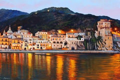  "Amalfi Coast Nocturne"  Oil Painting of Italy 