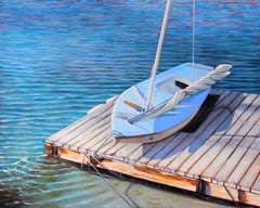 "Blues in der Bucht" Hafen mit brillanten Wasserreflexionen