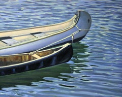  "Canoe Reflections" (Kanu-Reflexionen)  Holzkanus, getäfelt mit leuchtenden Wasserreflektoren