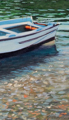 "Colores de Croacia" Barco de Pesca en el Puerto con Brillantes Reflejos en el Agua