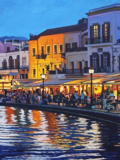  "Evening On The Waterfront"  Oil Painting of Crete by Tom Swimm