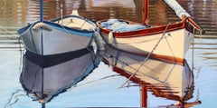  "Harbor Companion""  Boats on Ocean Oil Painting by Tom Swimm