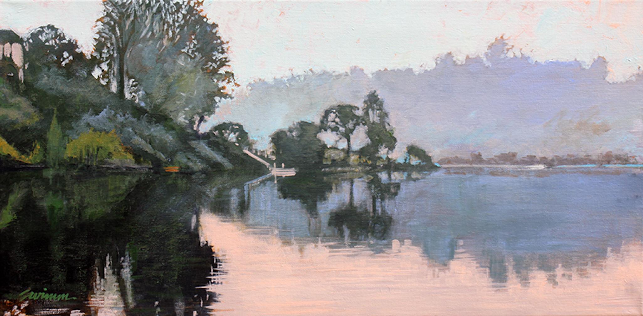 Landscape Painting Tom Swimm - « Main Sunrise », lumière du matin rayonnante