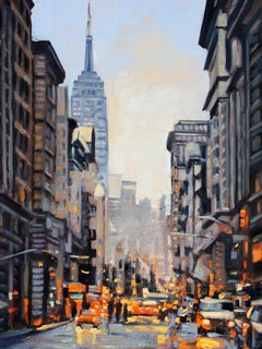  "On The Avenue"  New York City Scene Oil