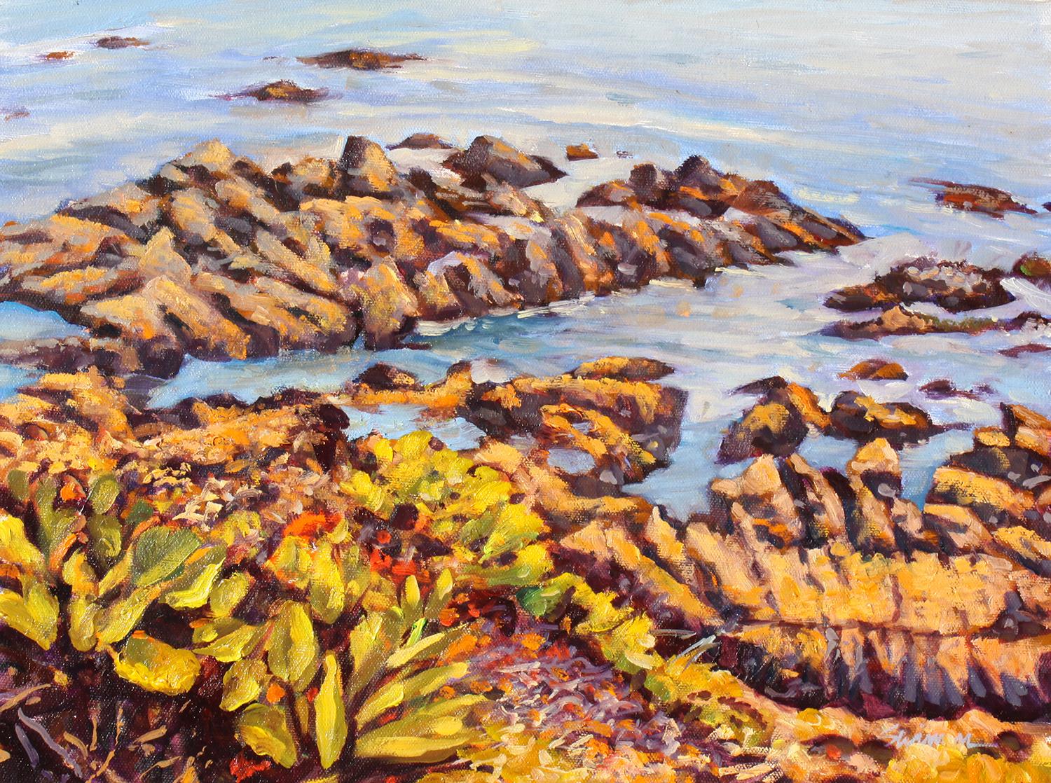 Tom Swimm Landscape Painting -  "Point Lobos" California Coastal Oil Painting With Atmospheric Ocean