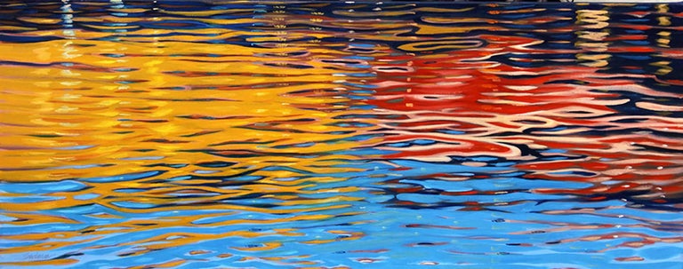 Tom Swimm Primary Reflections Abstract Oil Of Water Reflections By Realist Tom Swimm At 1stdibs