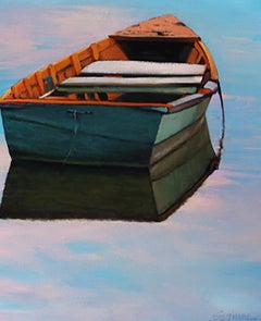 "Southern Coast Reflections" Row Boat With Sparkling Blue Water Reflections