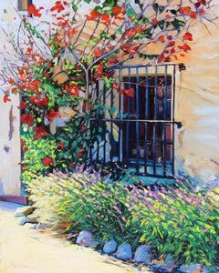 "Sunlight On The Mission" Colorful California Scene Oil Painting