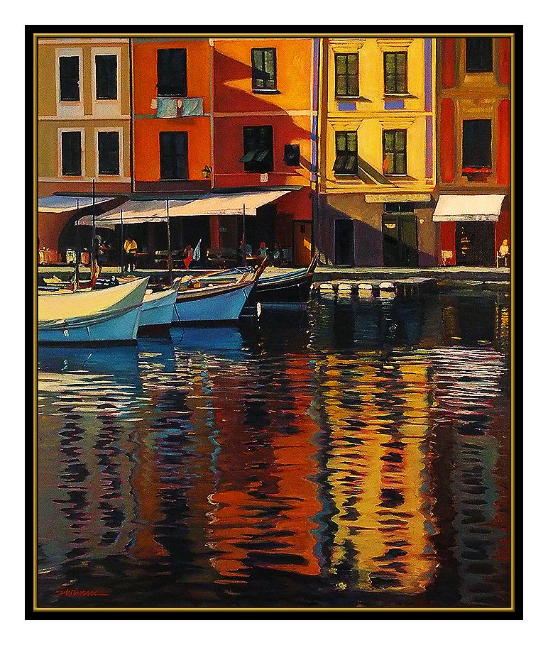 Tom Swimm Oil Painting On Canvas Large Original Italian Mediterranean Landscape For Sale 1