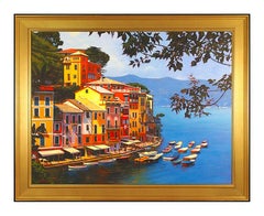 Tom Swimm Original Oil Painting On Canvas Large Italian Seascape Signed Artwork