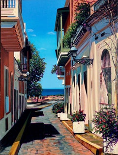  "Morning By The Bay" Colorful Harbor Street Scene In Old San Juan Serigraph