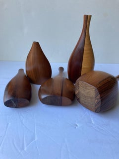 Tom Tramel, Collection of Wood Bottles/Vases/Sculptures, Signed