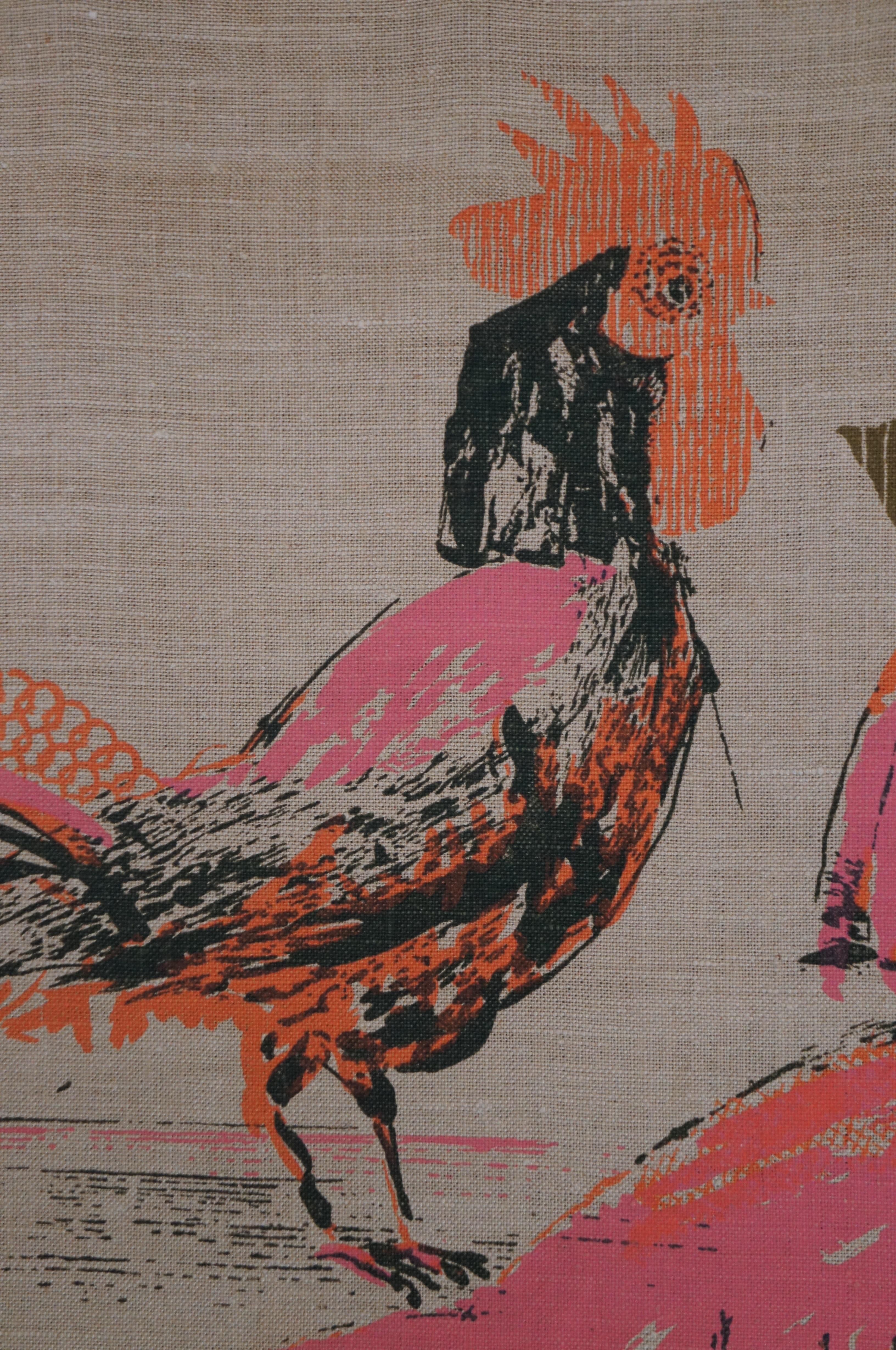 Mid-Century Modern Tom Tru Robert Bushong Raymor Chanticleer Rooster Cock Linen Tapestry Art 40