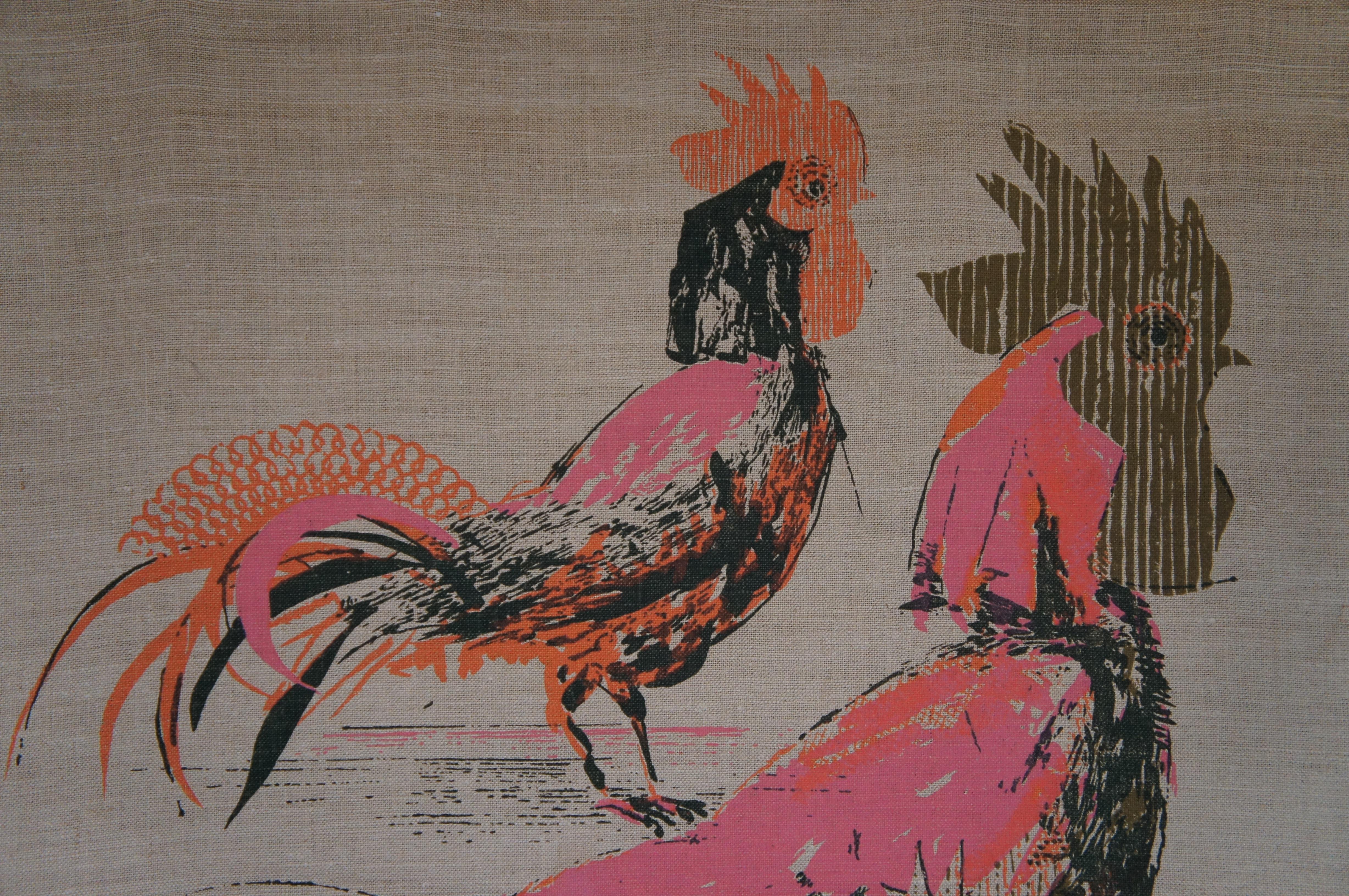 Tom Tru Robert Bushong Raymor Chanticleer Rooster Cock Linen Tapestry Art 40