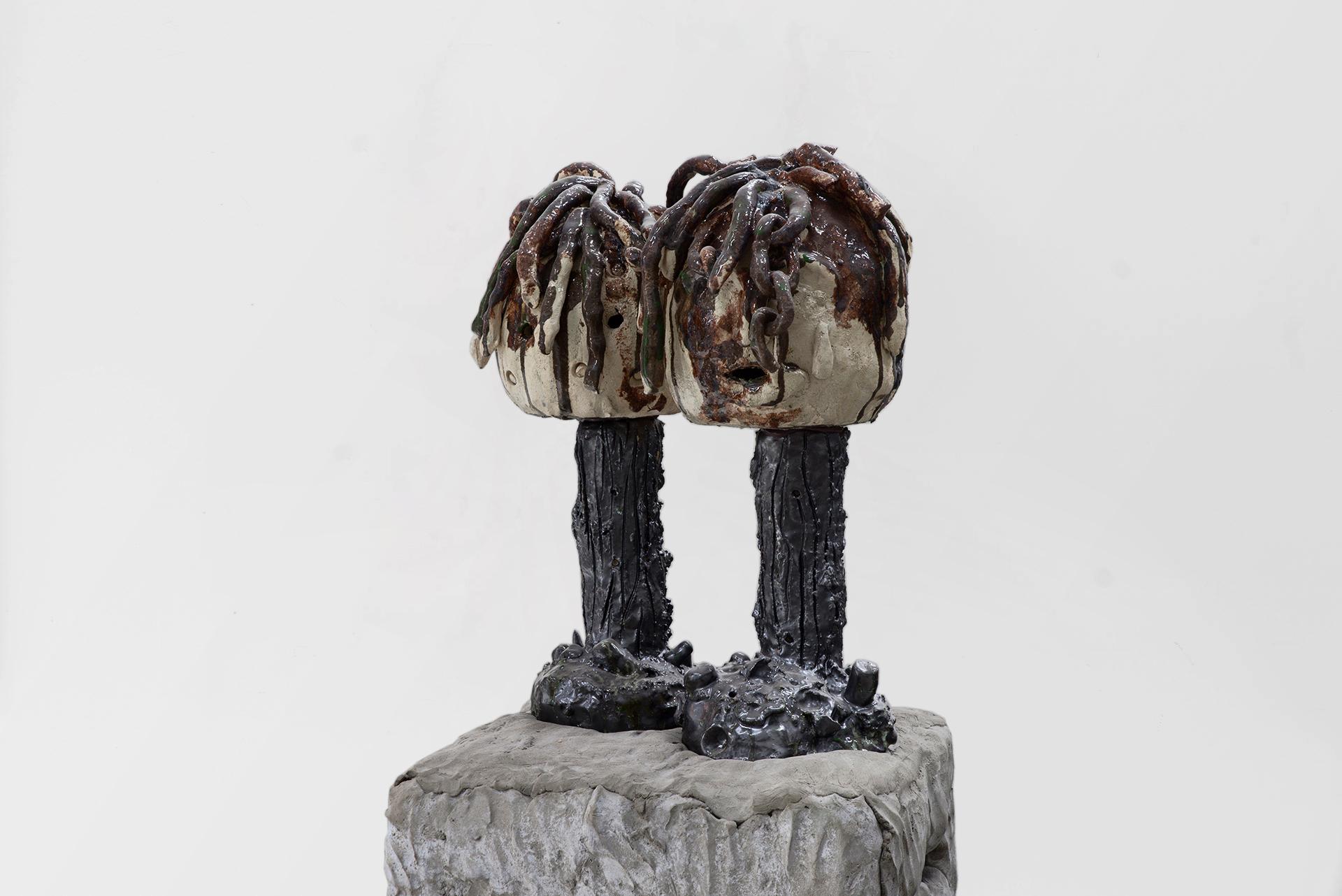 Belgian Tom Volkaert Contemporary Dark Ceramic Figure 