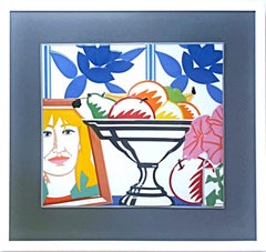 Nature morte avec fruits Pétunias et Claire sculpture en porcelaine signée 2x 196/299
