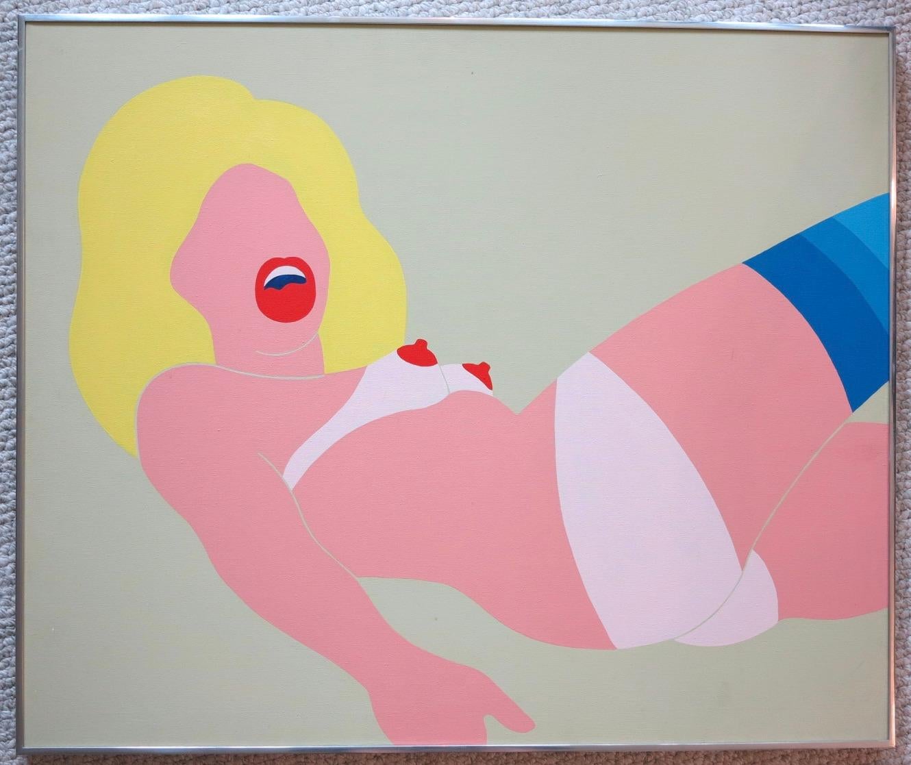 Pop Art reclining nude woman painting For Sale at 1stDibs