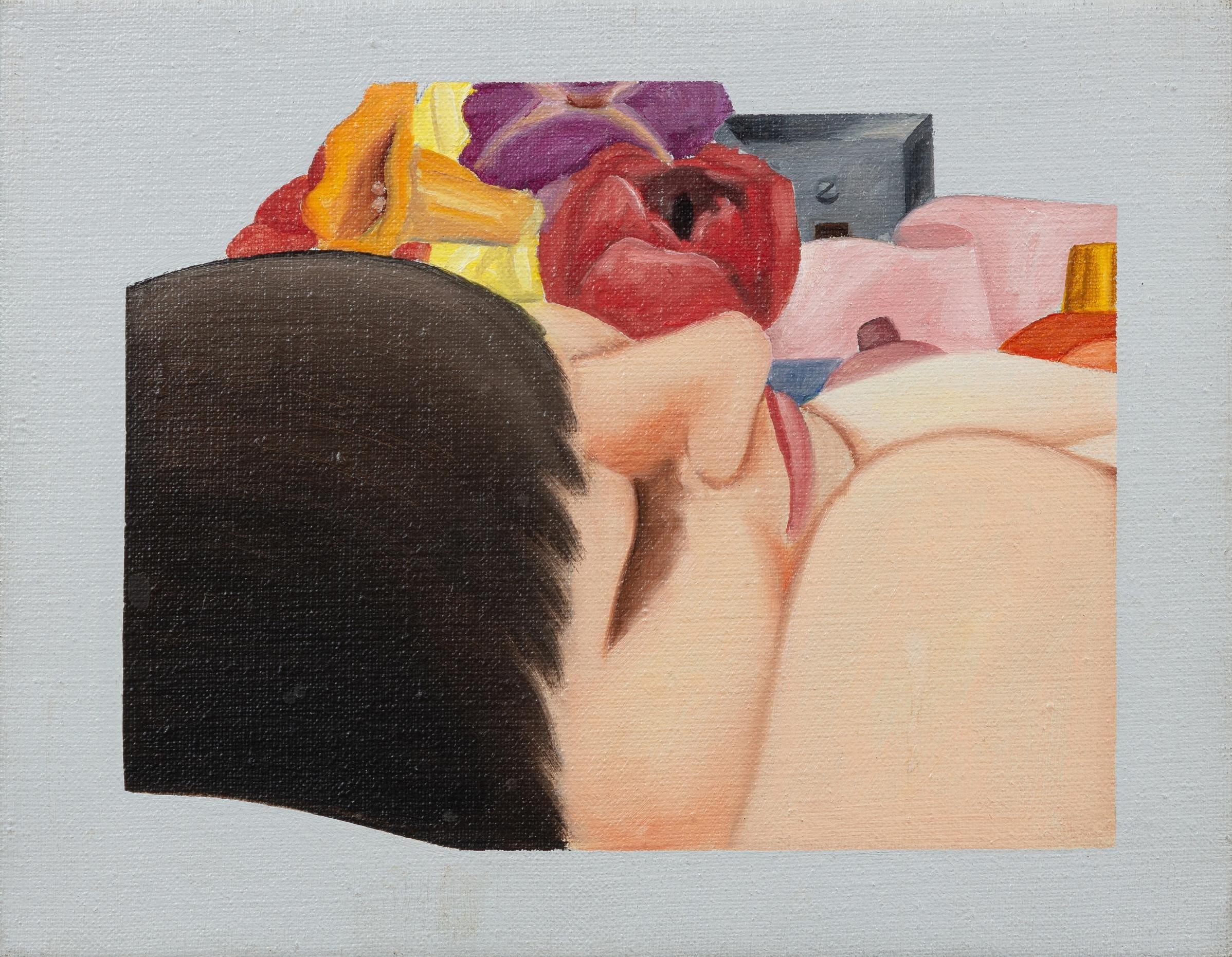 *BITTE BEACHTEN SIE, DASS BRITISCHE KÄUFER NUR 5% MEHRWERTSTEUER AUF DIESEN KAUF ZAHLEN.

Studie für das Schlafzimmergemälde #31 von Tom Wesselmann (1931-2004)
Öl auf Leinwand
20,3 x 26 cm (8 x 10 ¹/₄ Zoll)
Rückseitig signiert, doppelt datiert und