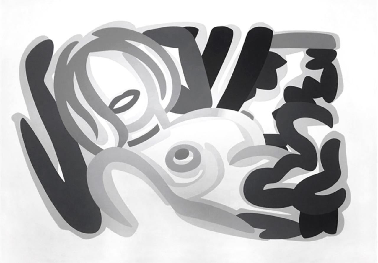 Tom Wesselmann Abstract Print - Big Blonde with Choker - Grisaille
