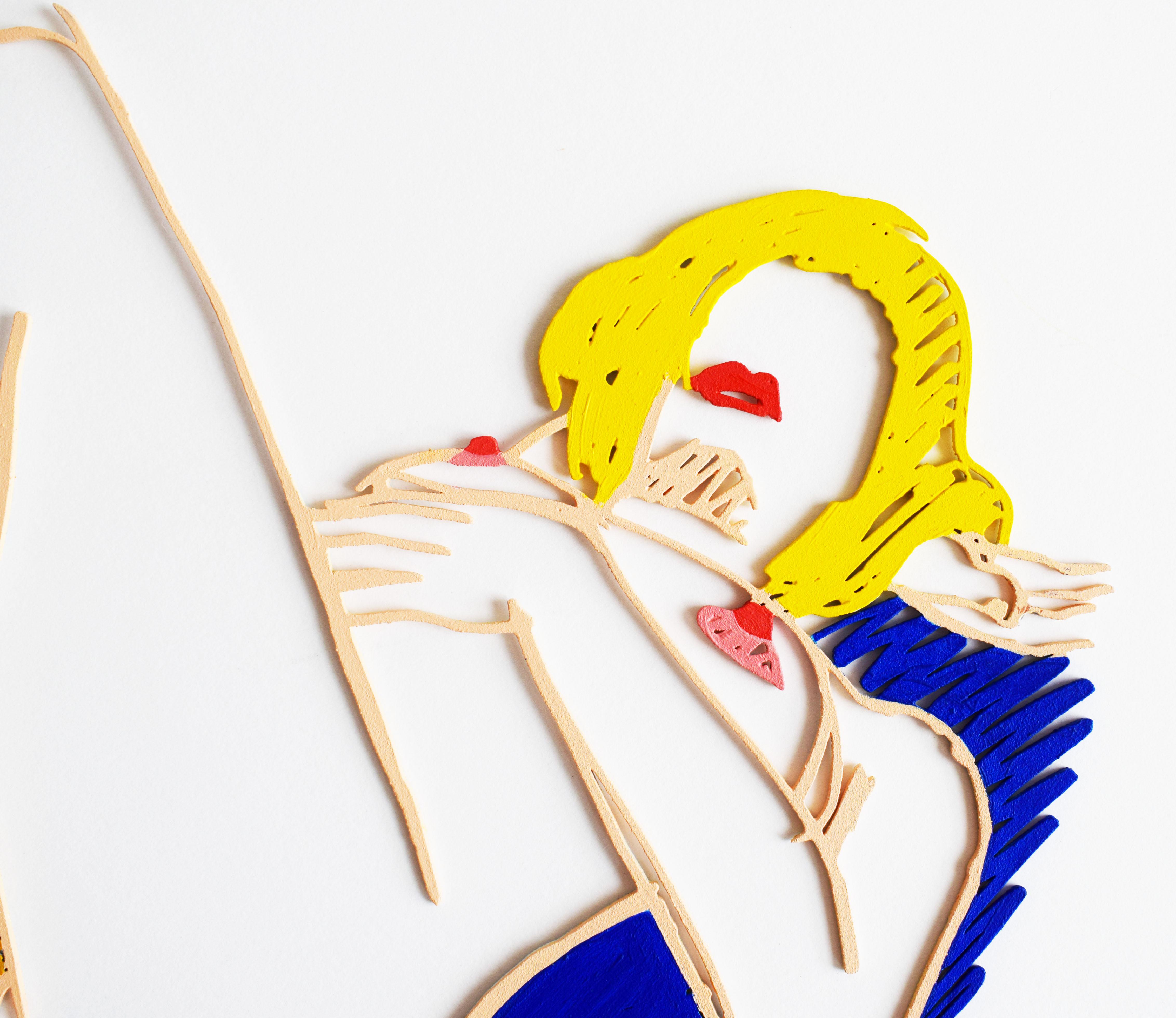 Blonde on Blanket - American Pop Art Nude Reclining Figure - White Nude Print by Tom Wesselmann