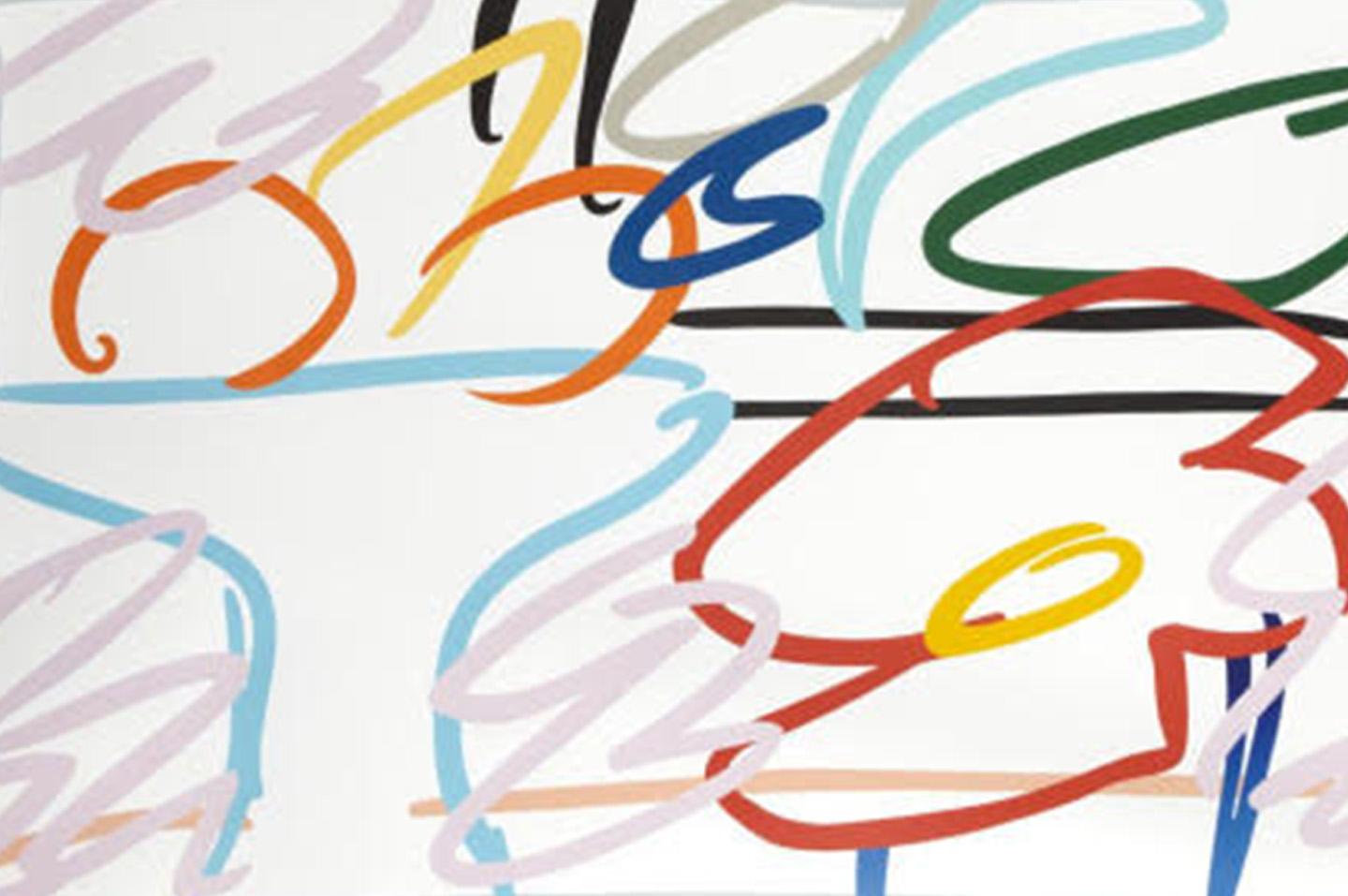 Esquisse rapide d'une nature morte avec peinture abstraite - Gris Abstract Print par Tom Wesselmann