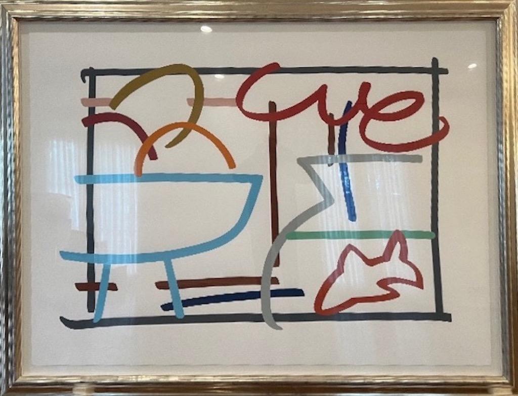 Tom Wesselmann Abstract Print - Fast Sketch of Still Life with Fruit and Goldfish