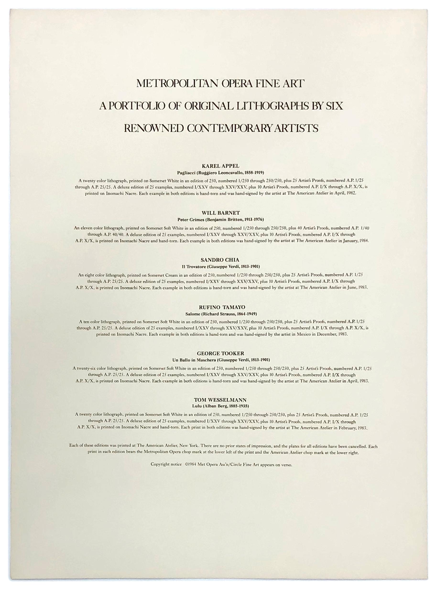 Metropolitan Opera Fine Art II Portfolio (6 hand signed lithographs) - Contemporary Print by Tom Wesselmann