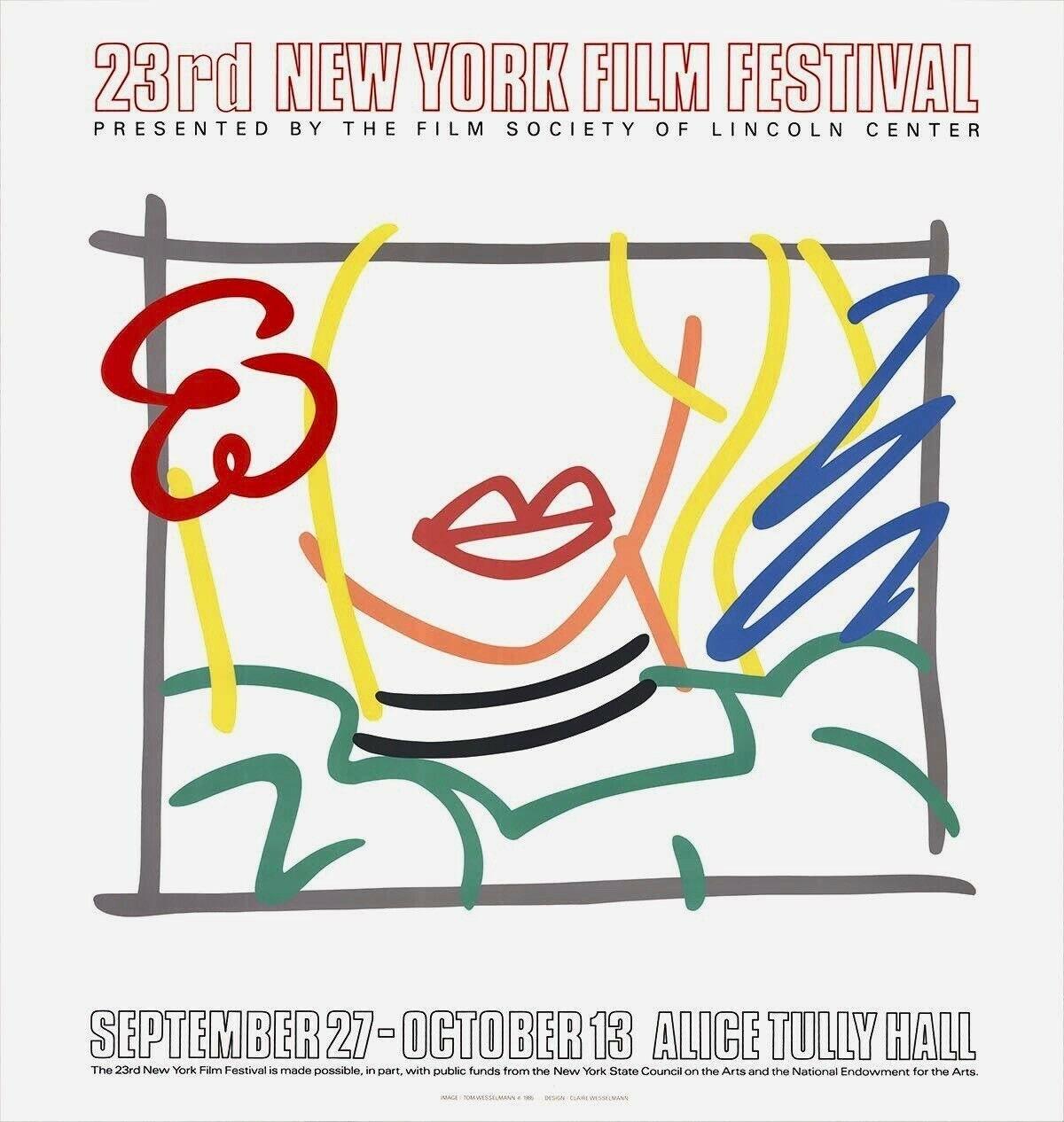 Tom Wesselmann Figurative Print - Monica, Lincoln Center 23rd New Film Festival 1985
