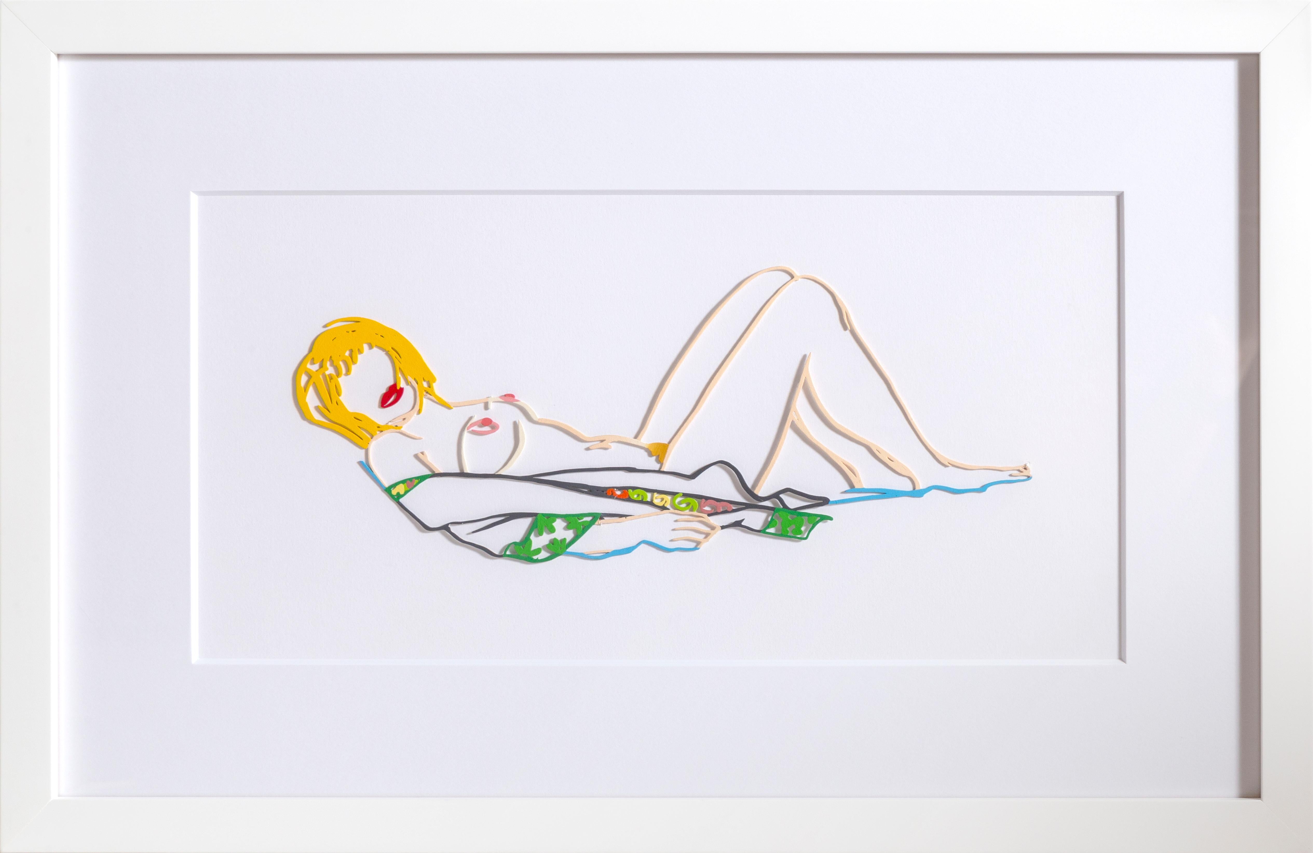 Monica Lying Down on Robe - Print by Tom Wesselmann