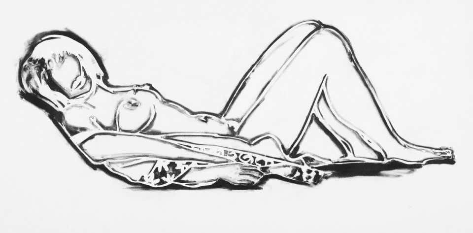 MONICA LYING DOWN ON ROBE