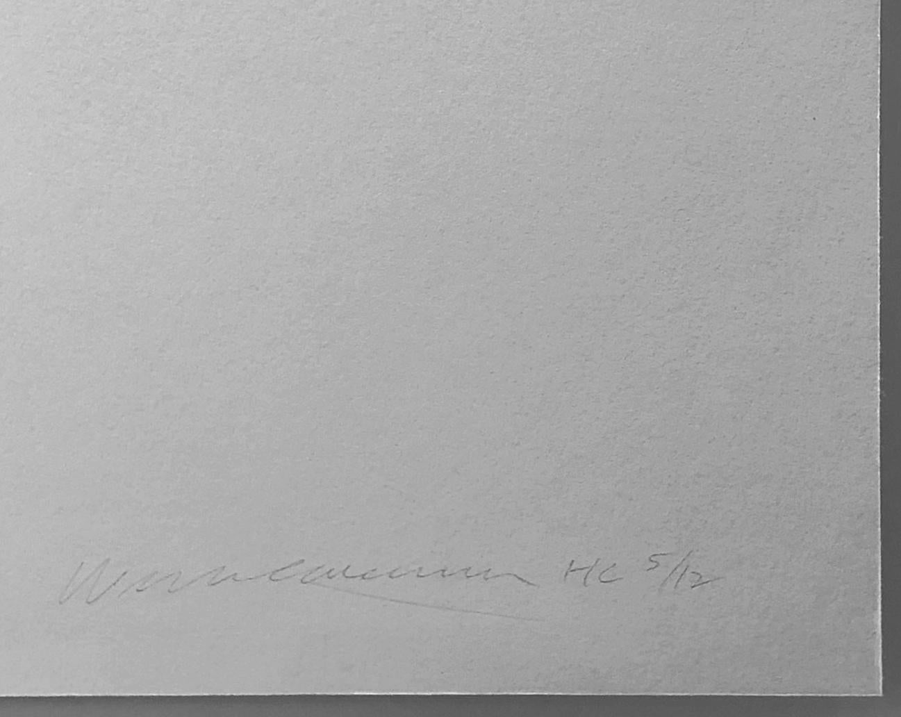 Monica sdraiata sulla schiena, con le ginocchia in alto (stampa grande firmata a mano) - Print di Tom Wesselmann