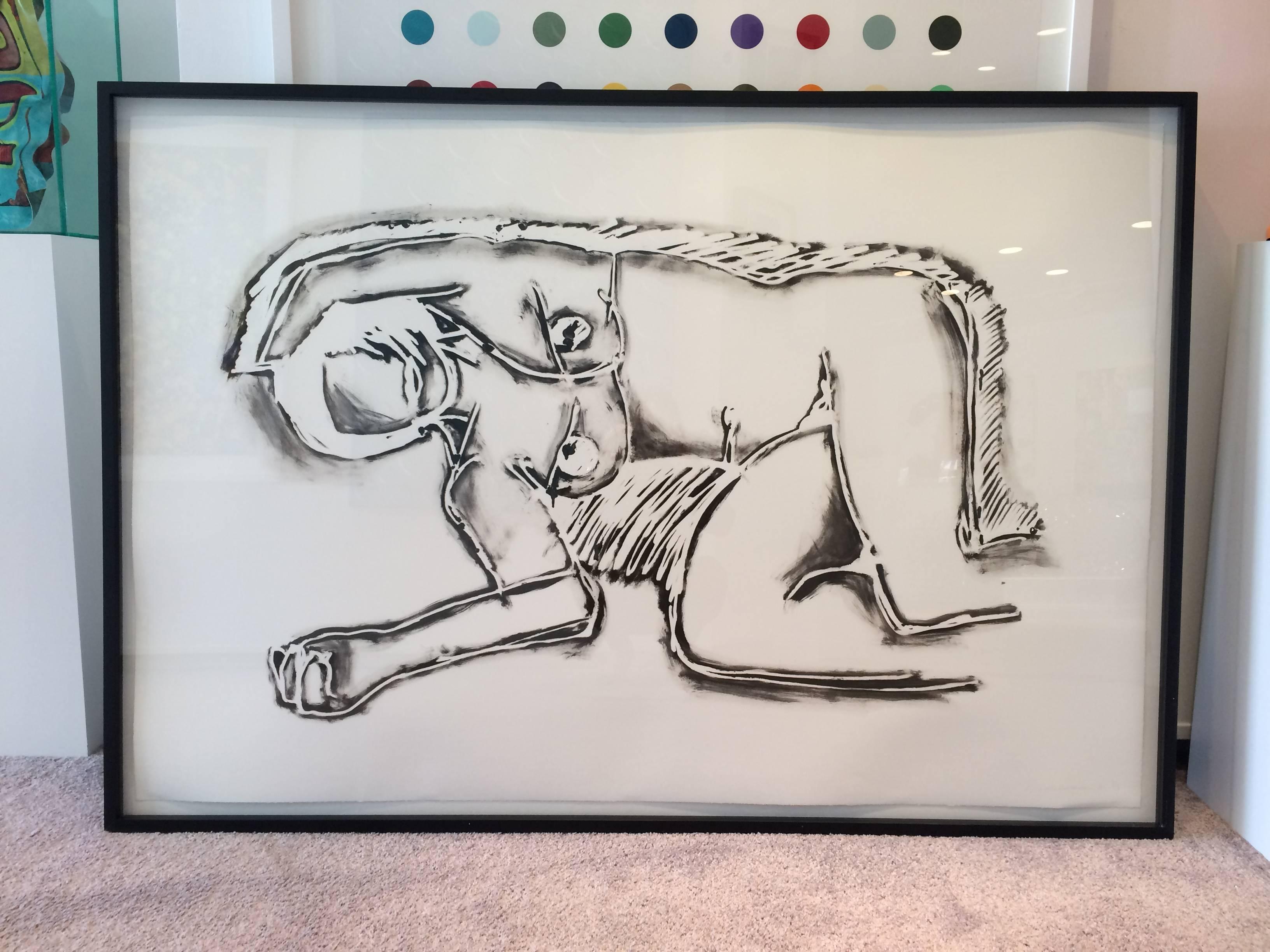Monica tumbada de lado con garabatos - Print de Tom Wesselmann