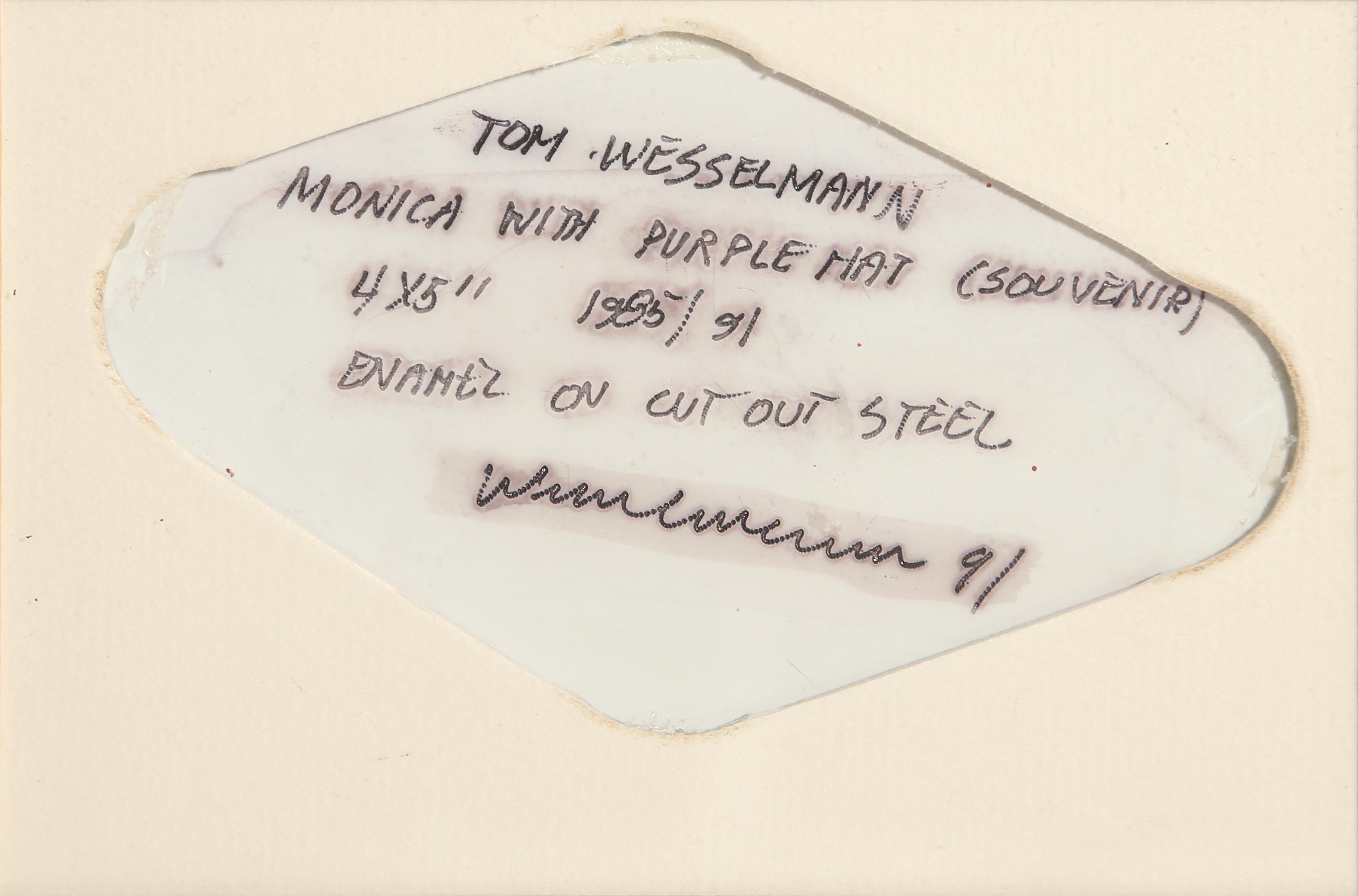 Monica with a Purple Hat, Hand-Colored Lasercut by Tom Wesselmann 1