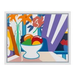 Bodegón con Lirios y Frutas Mixtas