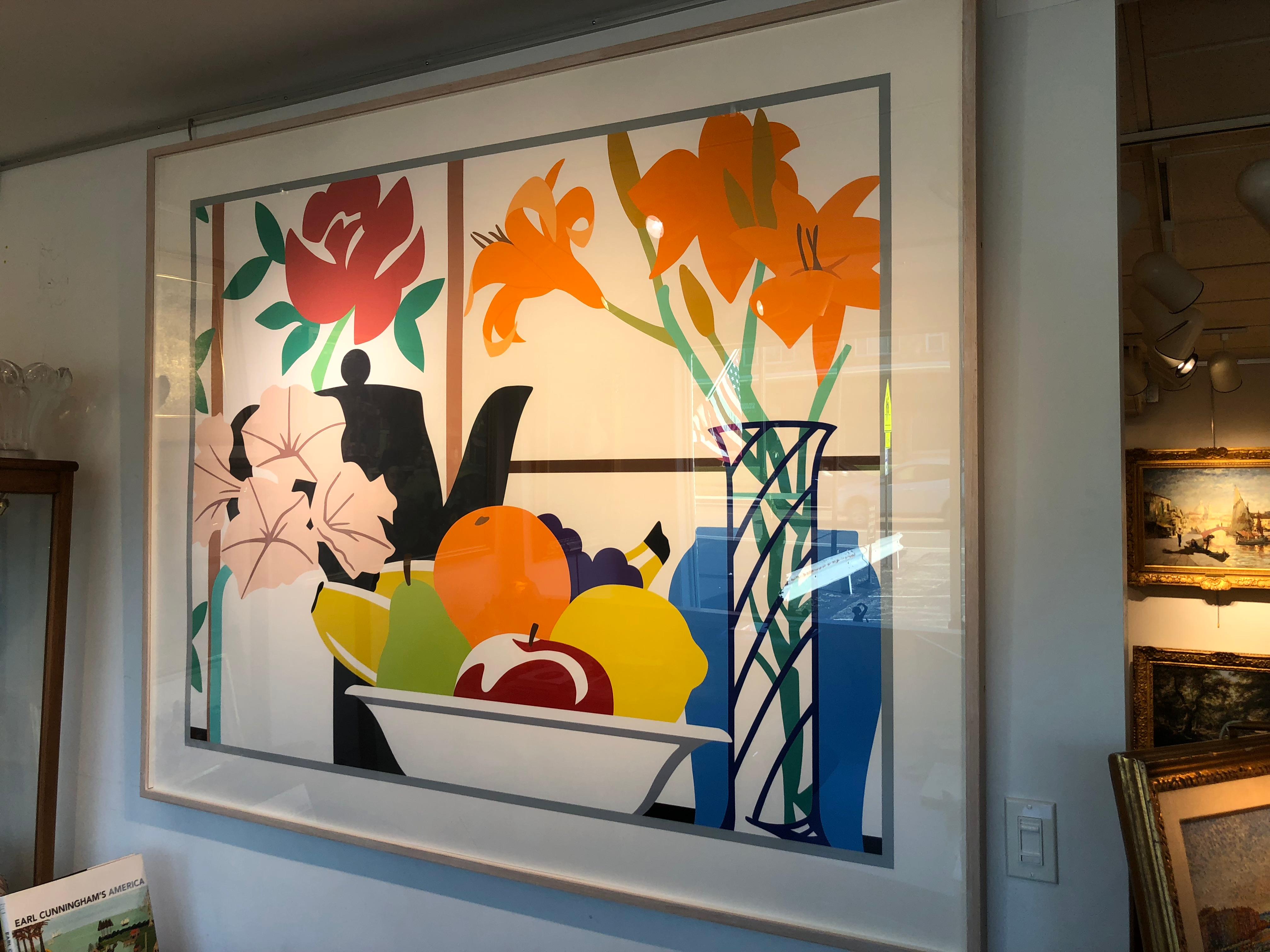 Still Life with Petunias, Lilies and Fruit - Print by Tom Wesselmann