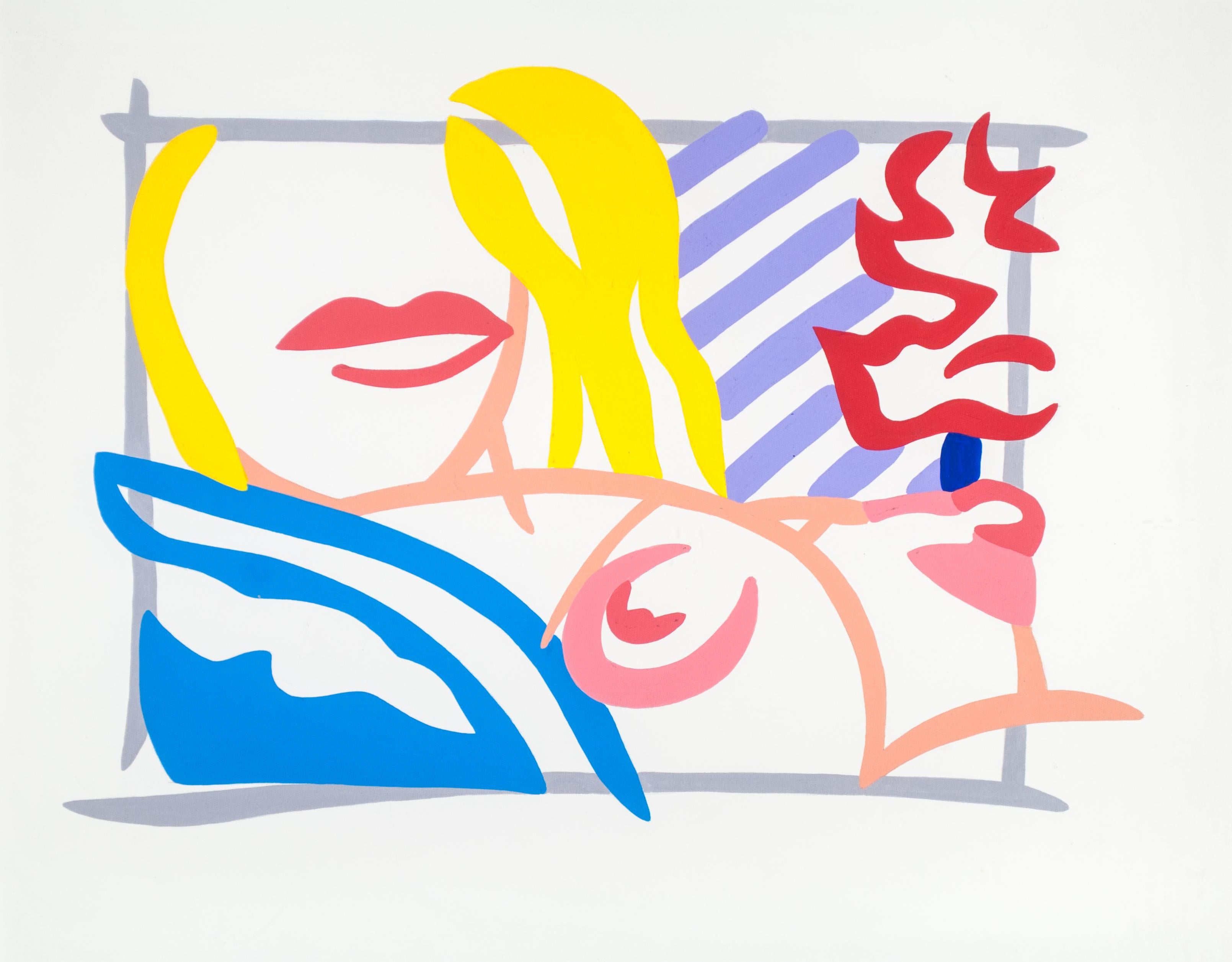 Nude Print Tom Wesselmann - Étude pour chambre à coucher blonde avec papier peint lavande