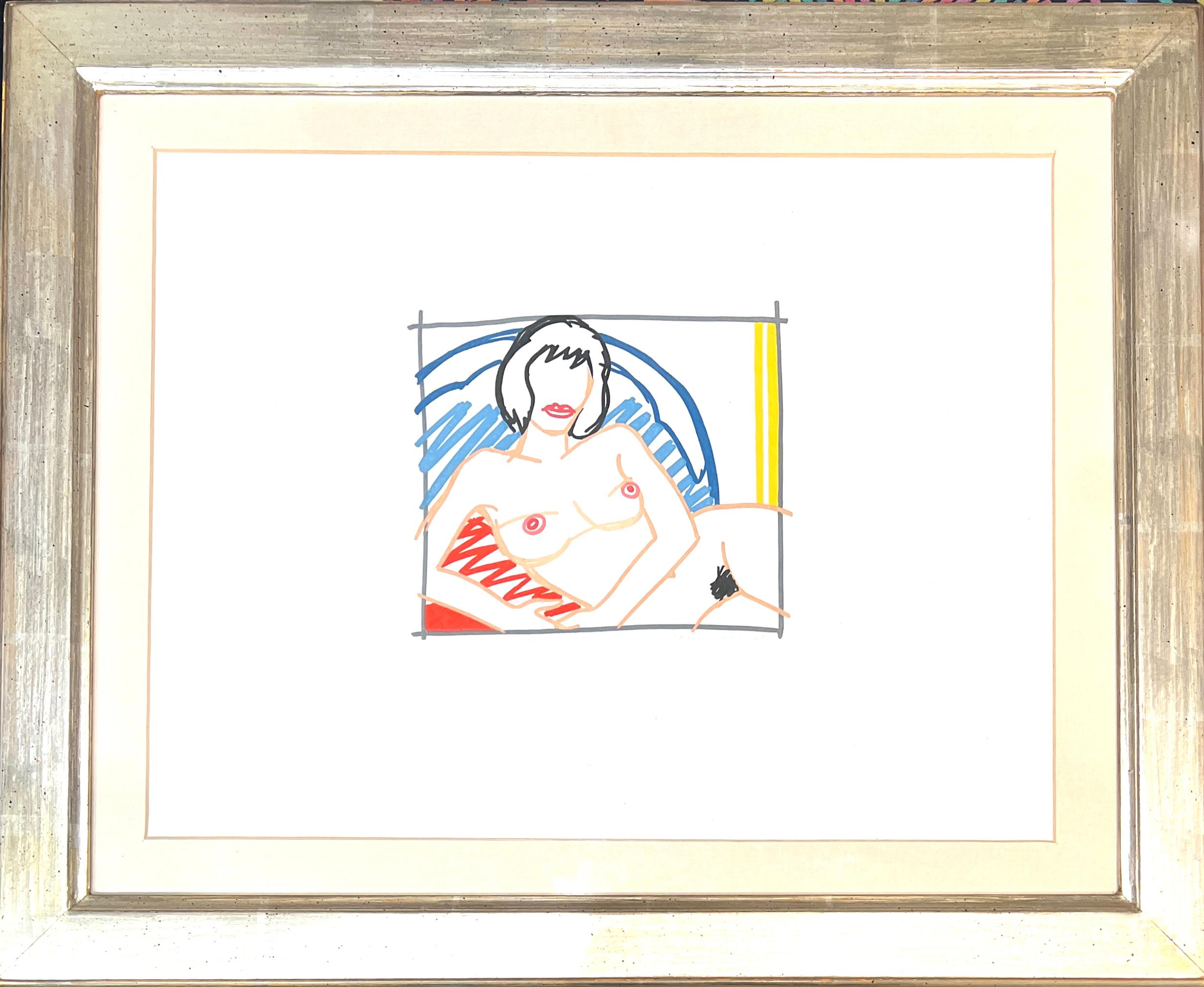 Monica Nude with Yellow Curtain
Aquatint in colors on wove paper , Edited in 1991
Limited edition of 50 copies
signed in pencil by artist and numbered 21/50 in lower right corner
paper size: 37.8 x 43.8cm ( 14 7/8 x 17 1/4in )
framed size: 47 x 57,5