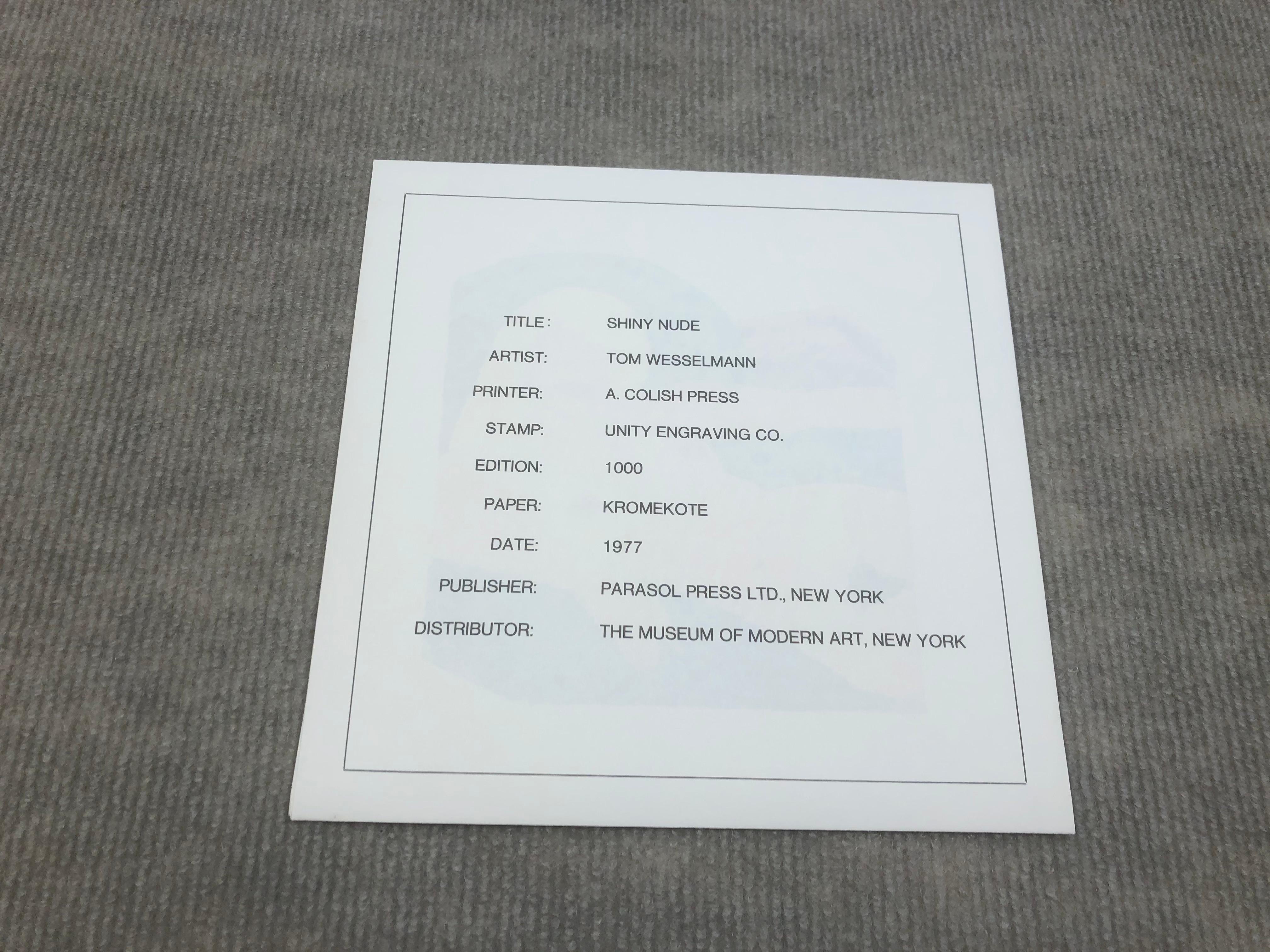 Tom Wesselmann Shiny Nude screen print 1977 Pop Art Vintage For Sale 9