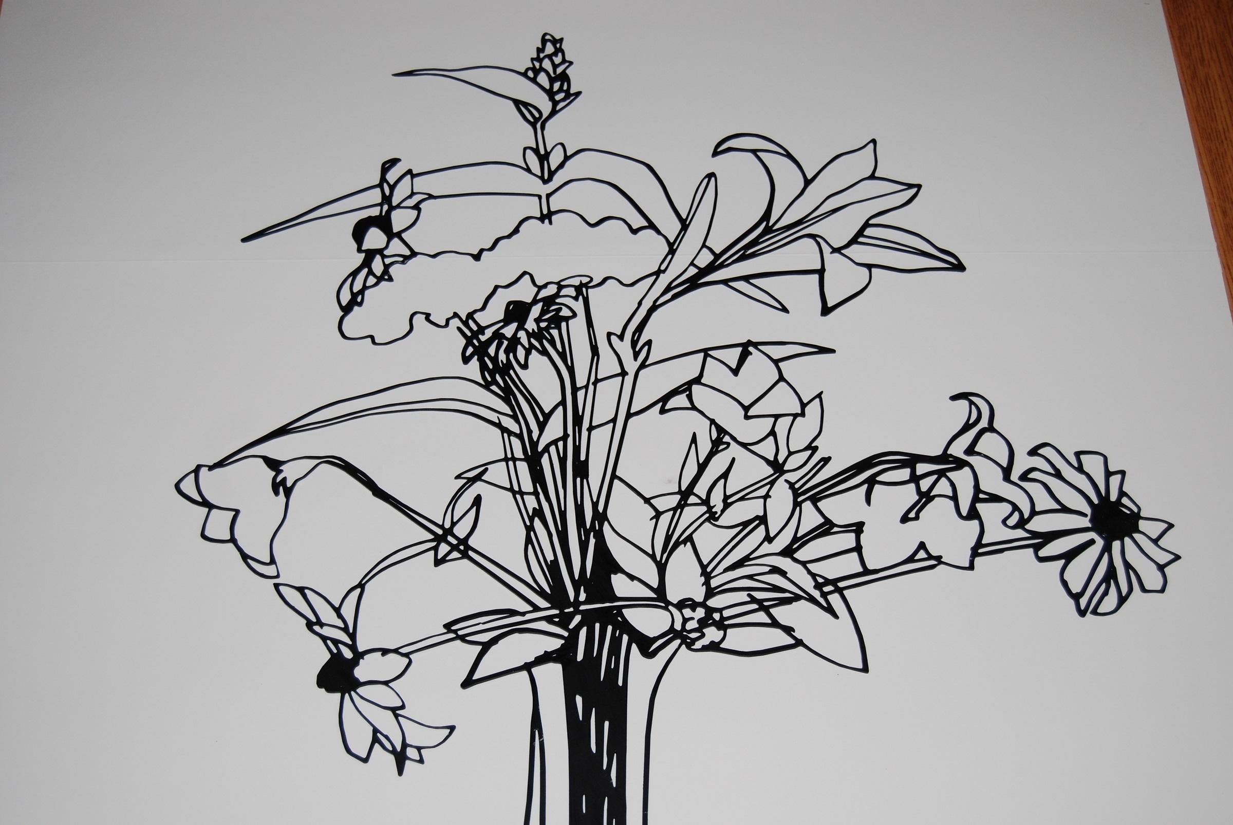 Drawing « Wildflower Bouquet » en acier inoxydable découpé au laser et émaillé en vente 1