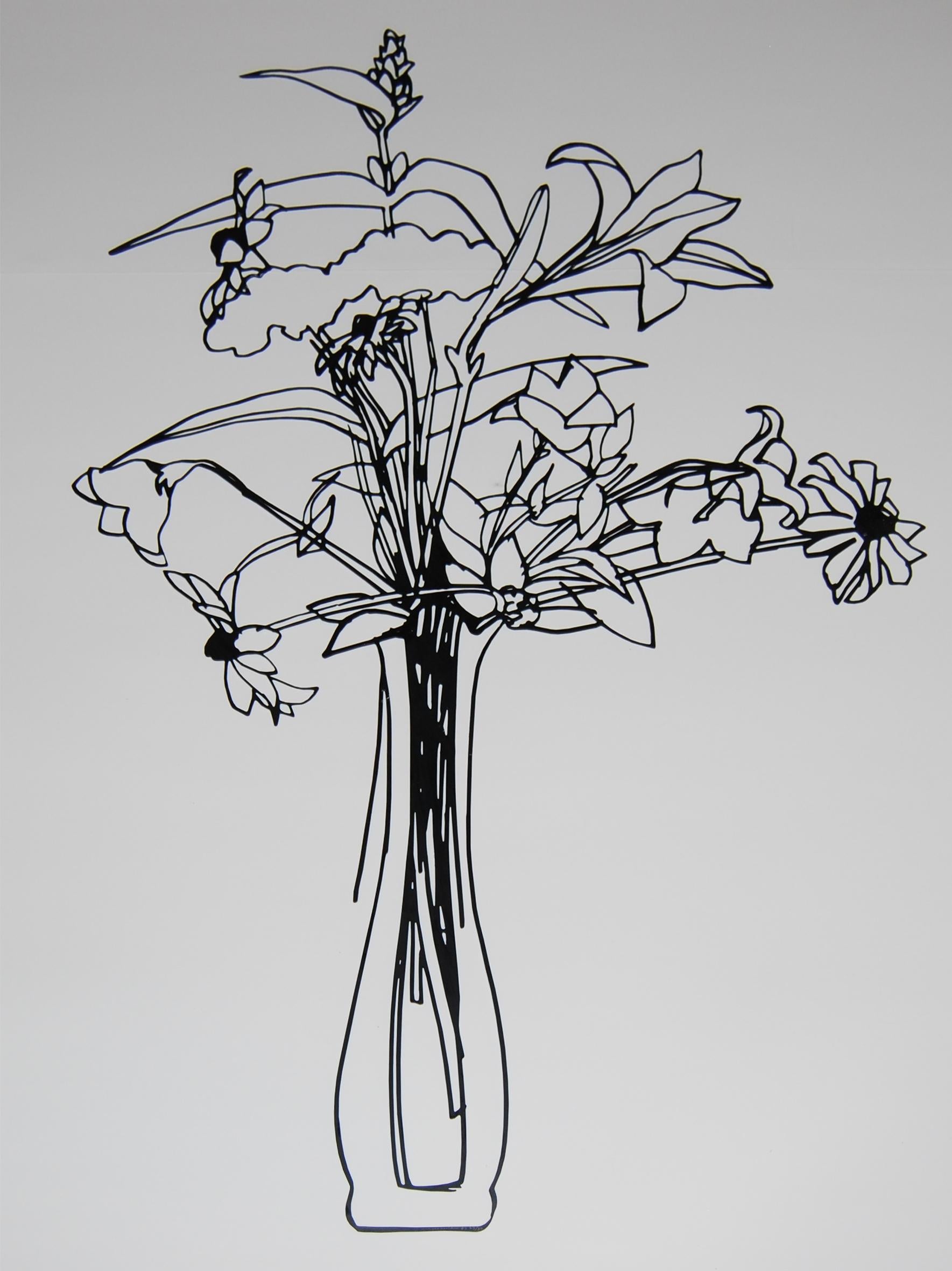 Drawing « Wildflower Bouquet » en acier inoxydable découpé au laser et émaillé