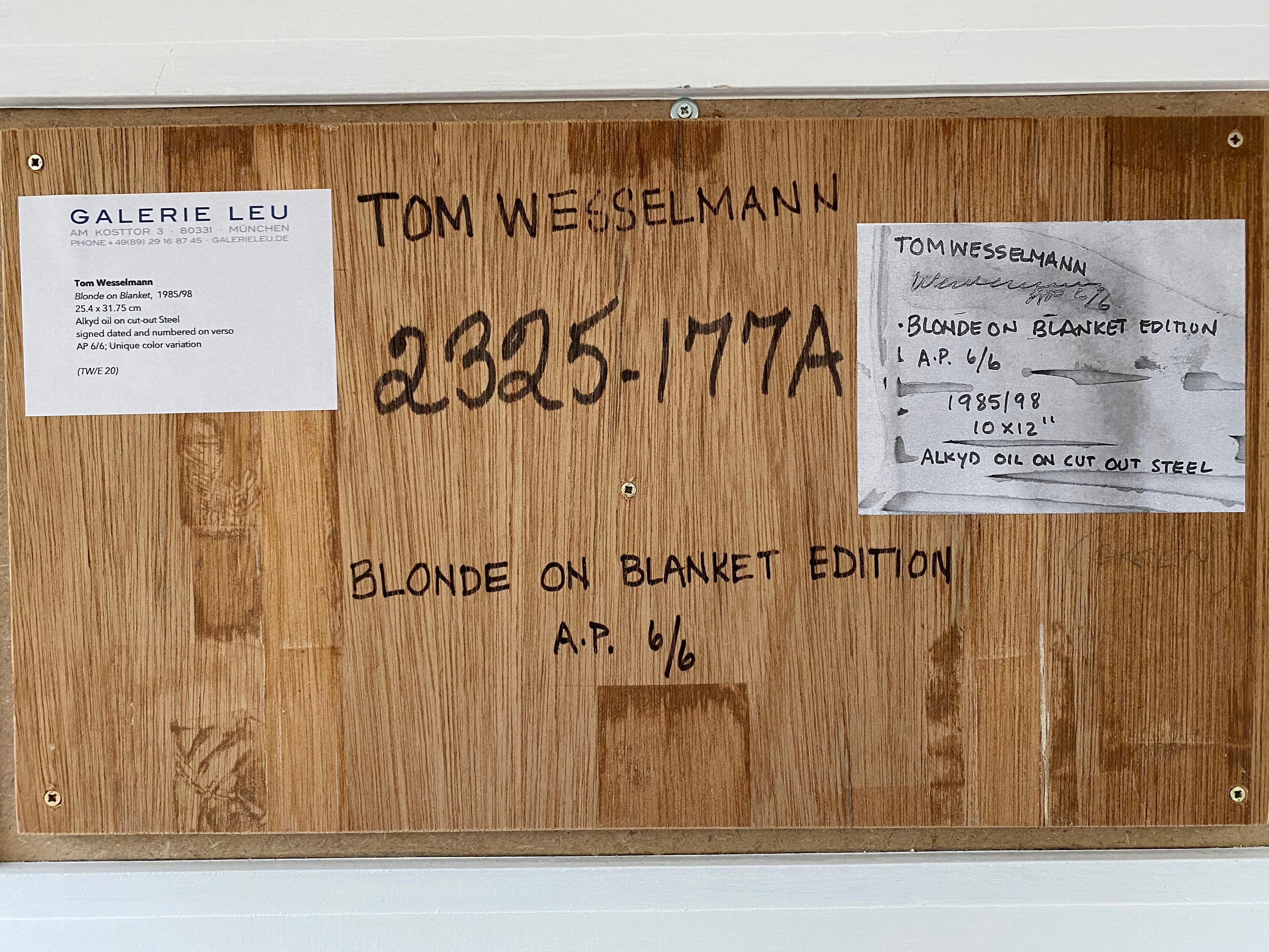 Blonde on Blanket, 1985/86, Alkyd oil on cut-out Steel, nude, Pop Art For Sale 1