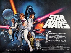 Original Vintage Film Poster Star Wars May The Force Be With You Oscars UK Quad