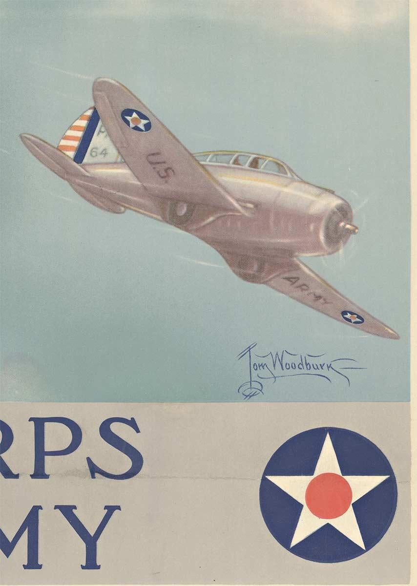 Wings over America Air Corps US Army - Beige Landscape Print par Tom Woodburn