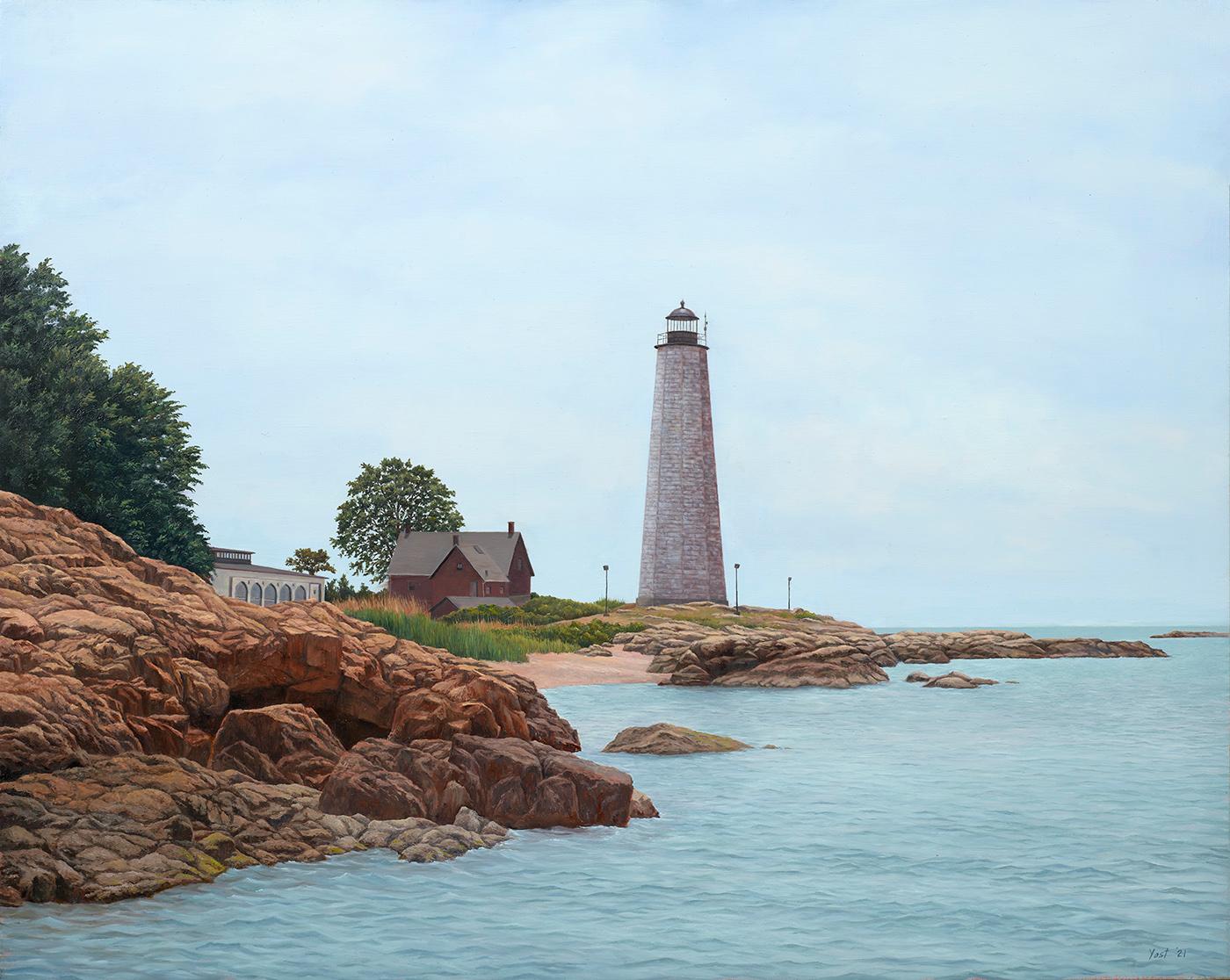 Tom Yost Landscape Painting - Five Mile Point Lighthouse